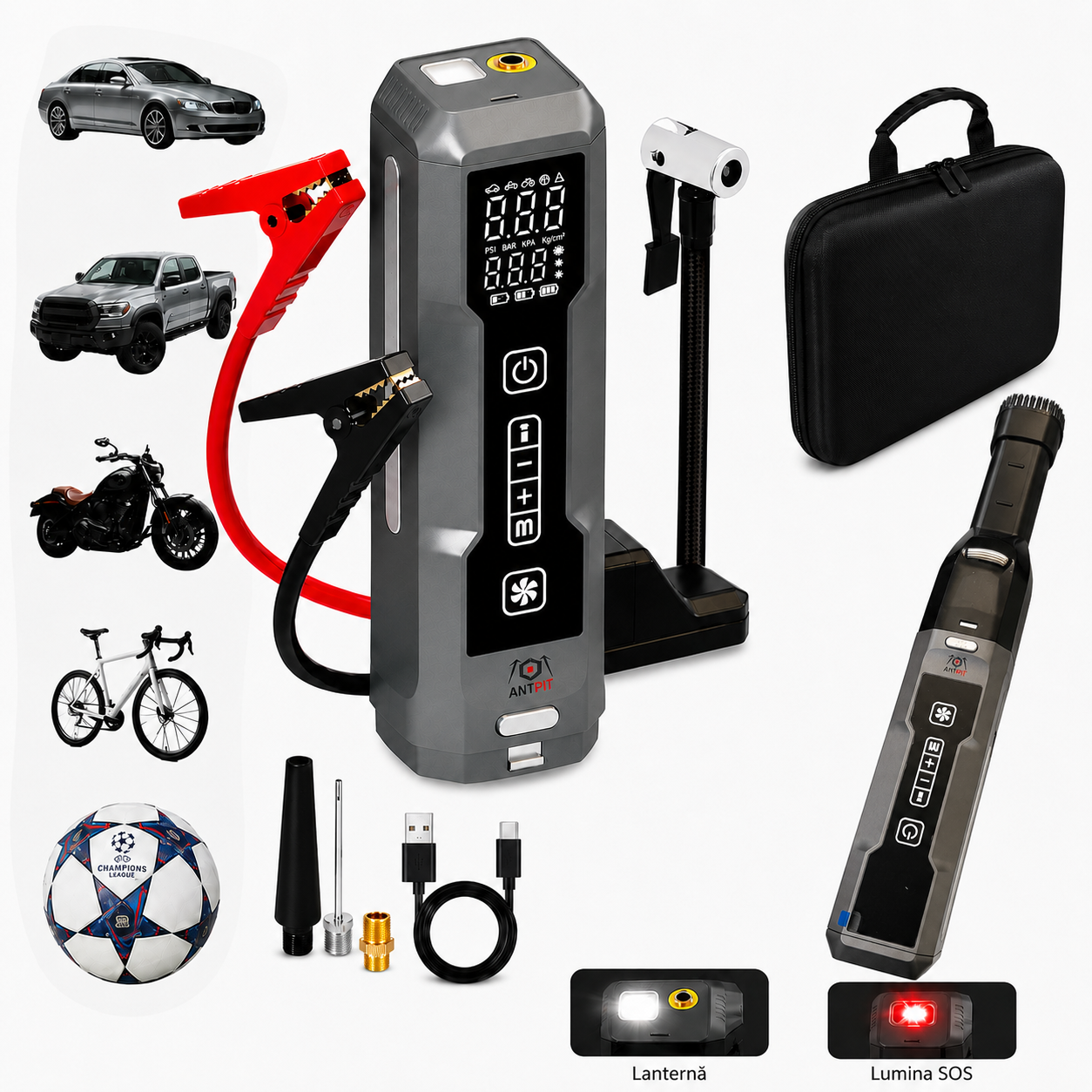 Compresor și Aspirator Auto 5 în 1