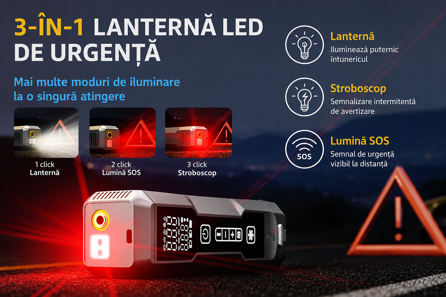 Compresor și Aspirator Auto 5 în 1