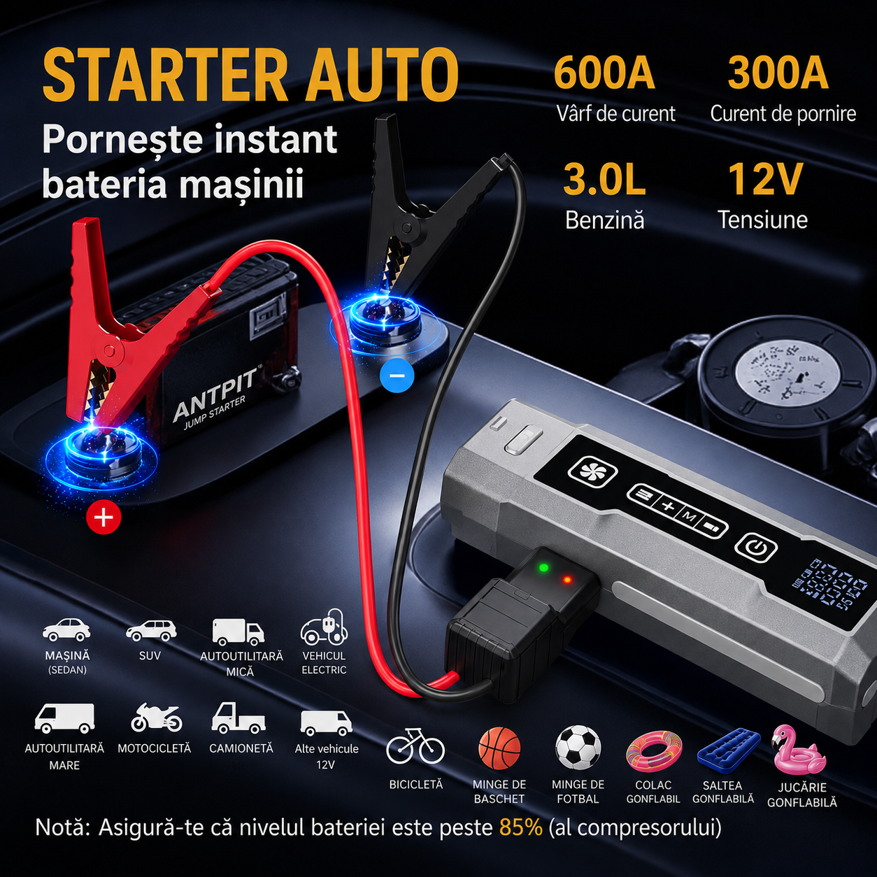 Compresor și Aspirator Auto 5 în 1